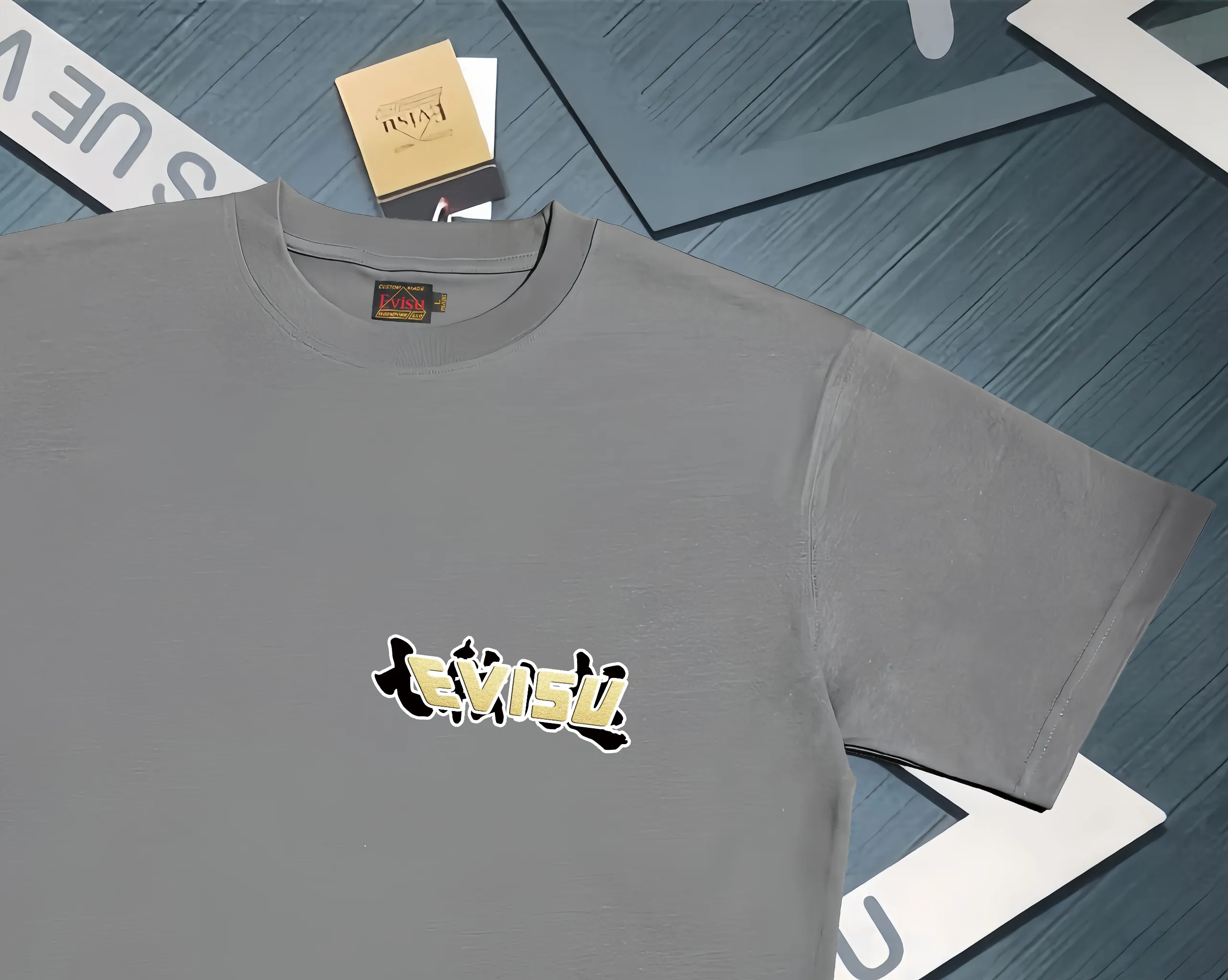Evisu 2025New Arrival T ⚠ Quality⚠ Same Style T 。 ，Black S-XXL，White S-XXL，Gray M-XXL，Red S-XXL， Red M-XXL